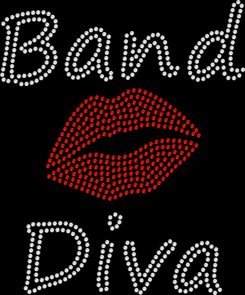 Rhinestone Bling Sparkle Iron On Transfer DIY Band Diva Red Lips