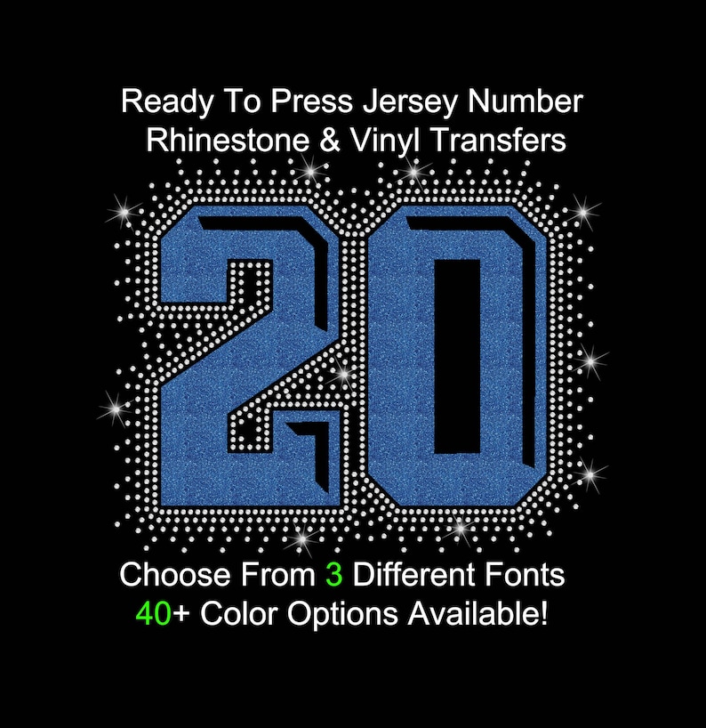 Custom Jersey Number Rhinestone Vinyl Transfer Iron on Hotfix Patch for ...