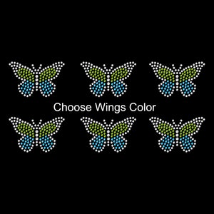 May include: Six rhinestone butterfly designs with green and blue wings. Choose Wings Color.