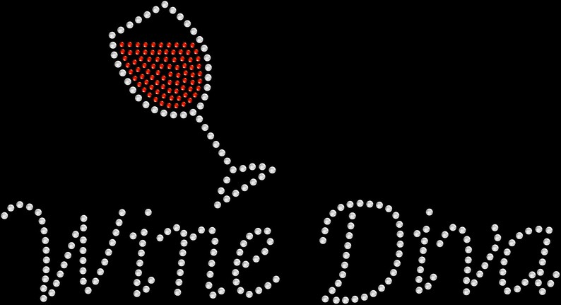 Rhinestone Bling Sparkle Iron On Transfer DIY Wine Diva Red Glass