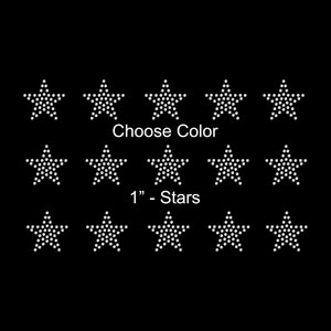 May include: A set of 15 white, 1-inch rhinestone stars. Choose your color.