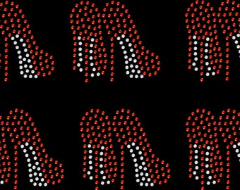 Red High Heel Rhinestone Iron On Transfer, DIY Applique (Set of 6)