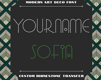 Personalized Rhinestone Modern Art Deco Luxury Style Font Custom Your Name Hotfix Transfer DIY Bling Sparkle IronOn Applique Choose Color