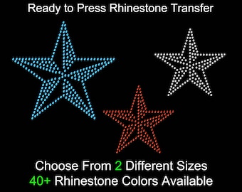Rhinestone Star Iron On Applique: Nautical Compass Transfer - DIY Bling