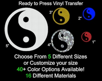 Yin Yang Iron On Heat Transfer Glitter Holographic Flock Silicone Shimmer Foil Twill Vinyl Applique DIY Patch Design Clothing Craft HTV