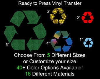 Recycle Sign Iron On Heat Transfer Glitter Holographic Flock Silicone Shimmer Foil Twill Vinyl Applique DIY Patch Design Craft Clothing HTV
