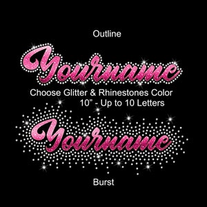 personalised text name GLITTER IRON ON HOTFIX heat TRANSFER tshirt patch  letters