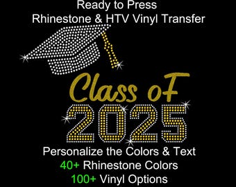 Custom Rhinestone Graduation Transfer, DIY Iron On Applique