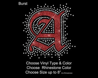 Large Custom Old English Gothic Letter Font Rhinestone Vinyl Glitter Transfer Iron On Large Pocket Size Medium Hotfix Patch DIY Apparel