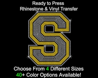 Custom College Letter Rhinestone Vinyl Transfer Iron On Hotfix Patch for Shirts Hoodies Backpacks DIY Gift Birthday Cheer Graduation Dance