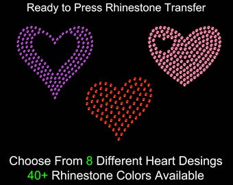 Rhinestone Heart Applique Set: DMC Crystal Iron-On Transfers