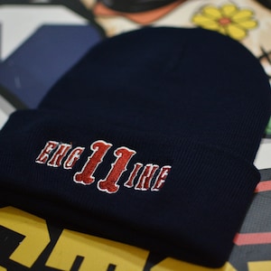 Firefighter Beanie - Station Number With Apparatus (Engine, Ladder, Platform, Rescue) - Custom Made By Firefighter - Fire Fighter Beanie