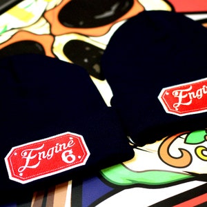 Square Passport Script Lettering Firefighter Beanie - Made By Firefighters - Firefighter Beanie - Fire Fighter - Made In Texas