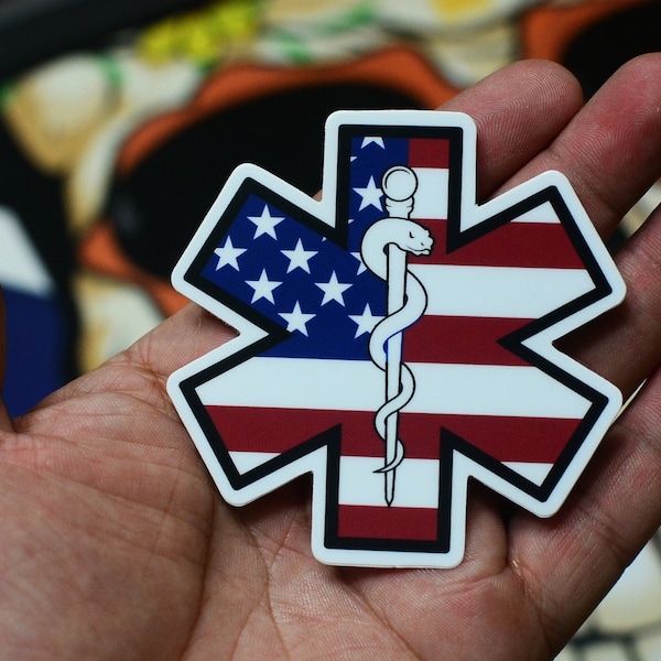 Star Of Life American Flag Sticker