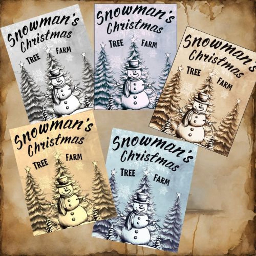 Snowman's Christmas Tree Farm Label Printable Download JPG Etsy