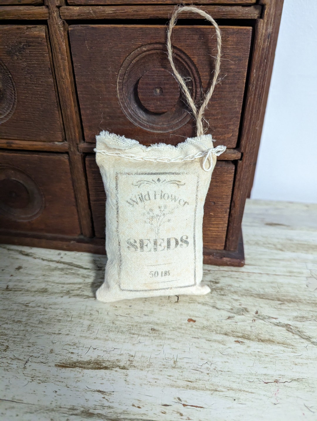 Farmhouse Wild Flower Seeds Bag Made From a Vintage Flour Sack Etsy