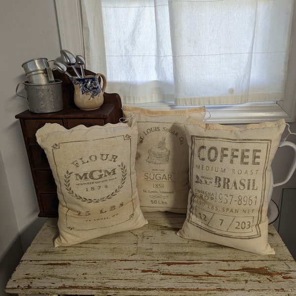 Farmhouse Flour, Sugar or Coffee Sack / Vintage Sack Fabric / Vintage Decor 10" X 14"