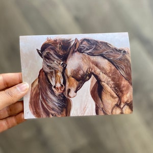 Pferd Aquarell - Wildpferdekarte - Kunst Grußkarten - Tier Weihnachtskarten, alles Gute zum Geburtstagkarten - Aquarell Pferde