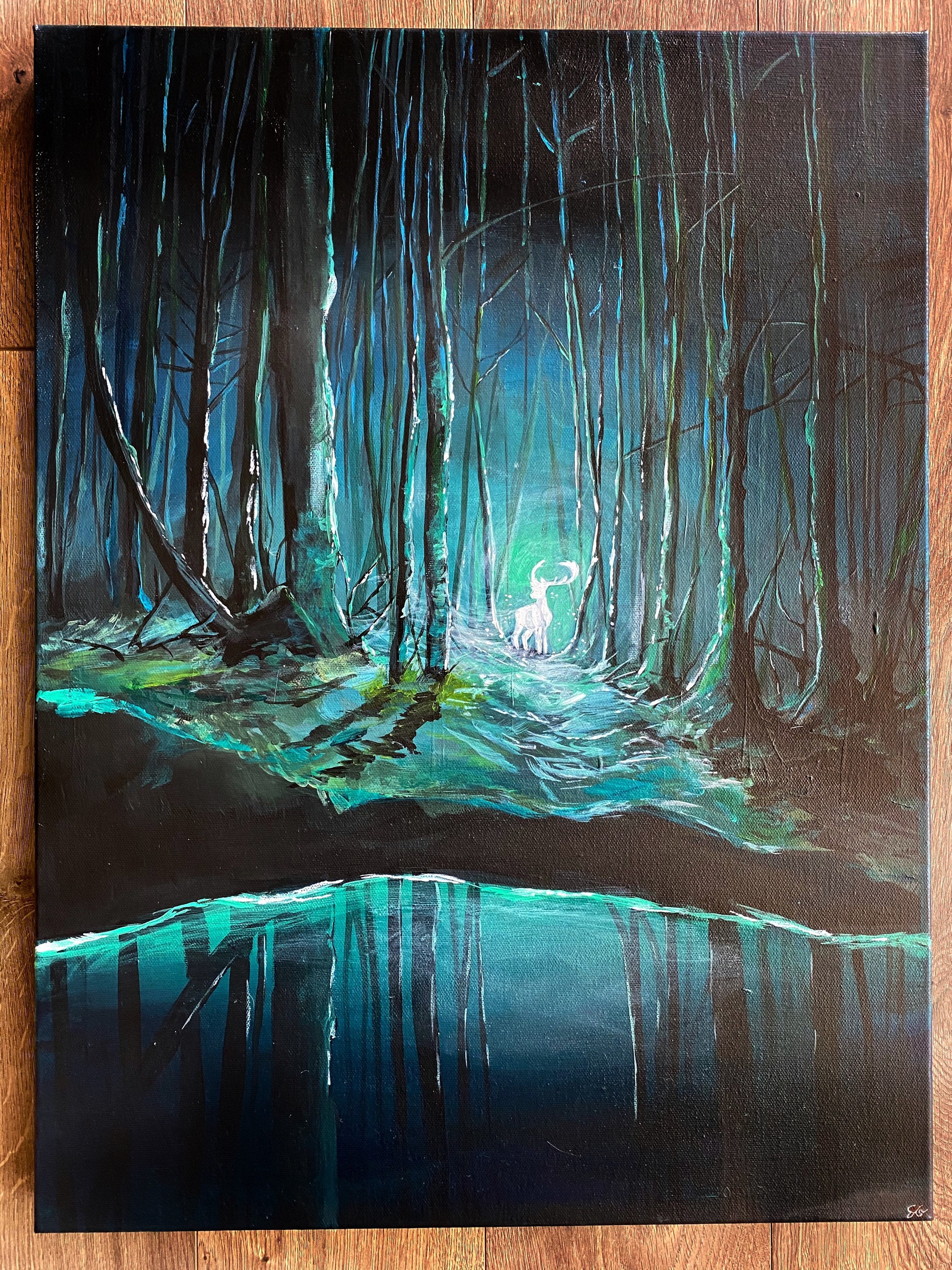 A Dark Forest Glowing Stag Fan Original Fine Art Acrylic Painting for Wall  Decor in Home, Office, Teens, Adults Living Room Use - Etsy