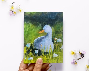 Sunny Duck Greeting Card – Original Wildflower Art Notecard