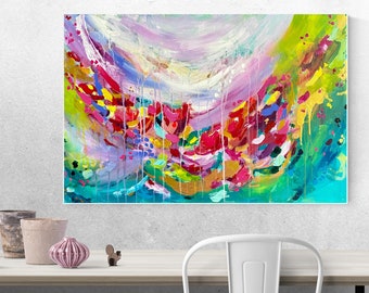 Original Colorful Abstract Painting - Acrylic & Gold Accents