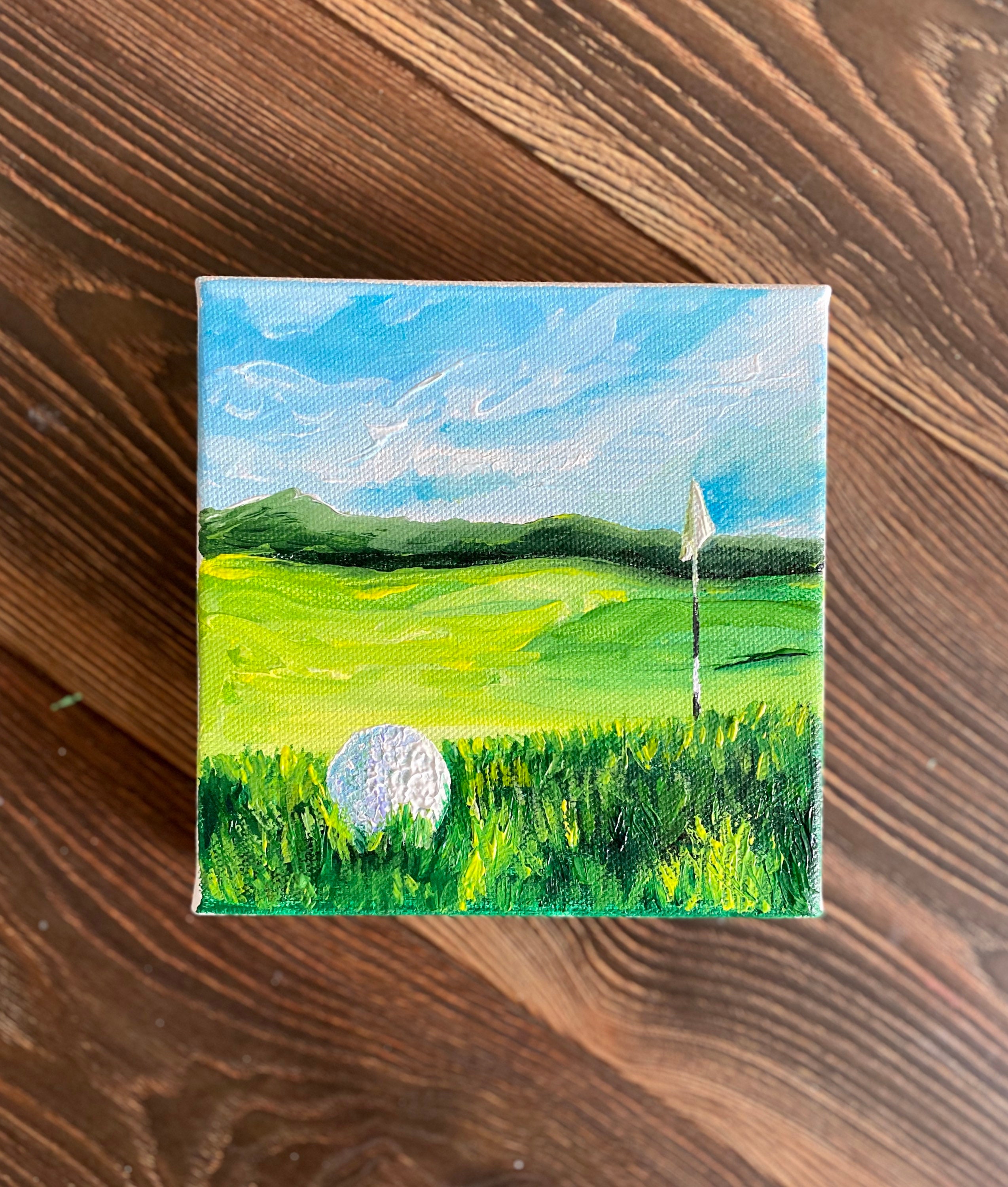 Golf Artwork, Golf Ball Golf Theme Art Painting Original Painting for
