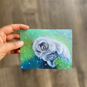 Science Painting, Tardigrade , GREETING CARD for teachers, science lovers, biology lover, blank card