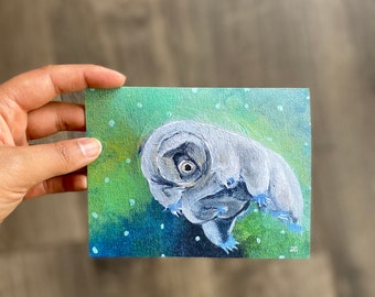 Tardigrade Science Greeting Card, Biology Art, Blank Inside