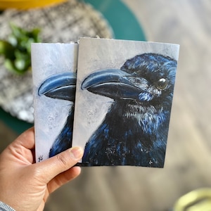 Fall Card - Halloween Card - Raven Artwork - Raven Painting - Blank Greeting Card - Animal Greeting Card - Greeting Cards