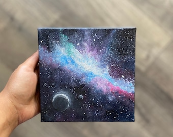 Nebula Dreams Hand-Painted Space Art – 6x6 Acrylic Galaxy Painting