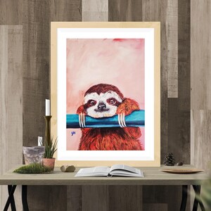 Sloth Painting - Sloth Gifts - Baby Sloth - Sloth Gifts for Women - Sloth Home Decor - Original Art Print - 8&quot; x 11&quot;