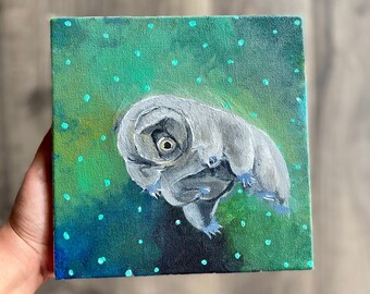 Tardigrade Art, Biology Science Painting, Water Bear Decor
