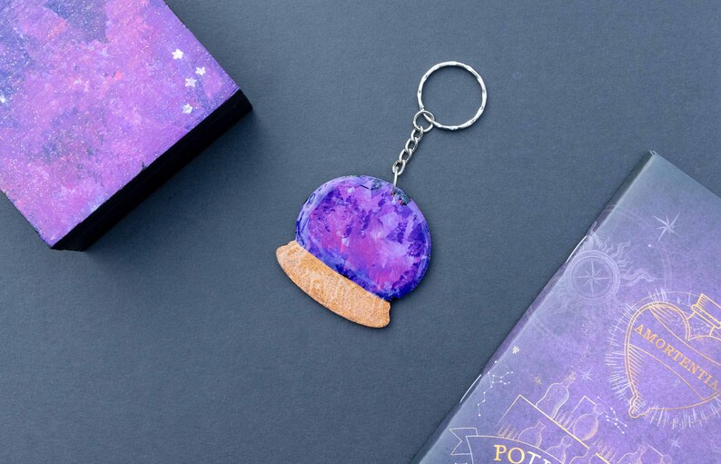 Crystal Ball Hand Painted Wooden Keyring Key Chain