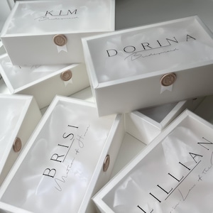 Caja personalizada para propuesta de dama de honor, caja de regalo esmerilada con sello de cera, cajas personalizadas para regalos de despedida de soltera.