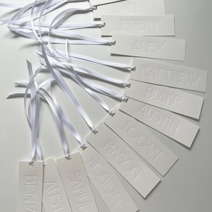 Simple Minimalist Bridesmaid Dress Tags, White Wedding Gift Name Tags, Bridal Party Gift Tags