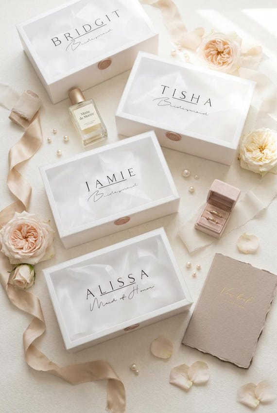 Personalized Bridesmaid Proposal Box,Frosted Gift Box with Wax Seal, Custom Boxes for bridal party gifts