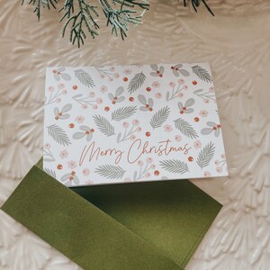 Merry Christmas Floral Greeting Set | Holiday Notecards | Christmas Cards | Holiday Greetings | Christmas Thank You | Winter Greenery