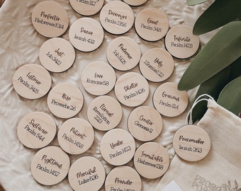 Wood Tokens | He is... | Daily Truths about God | Christian | Bible Verse | Biblical Gift | Daily Reminder