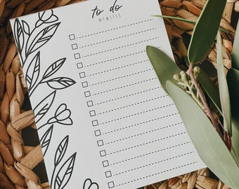 Floral To Do List | Notepad | List maker | Paper | Tracking | Stationery | Notes | Flowers