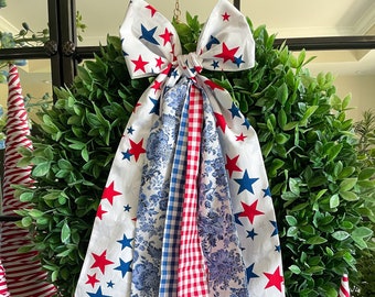 Red, White and Stars Bow