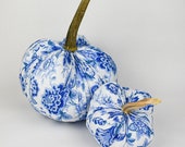 Light Blue Floral Pumpkin with Real Stem