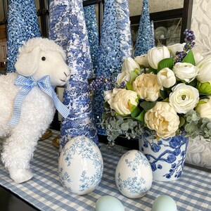 Blue Floral Eggs, Set of Two