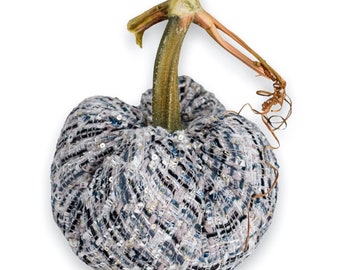 Multicolored Tweed Pumpkin with Real Stem