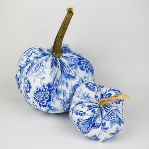 Light Blue Floral Pumpkin with Real Stem