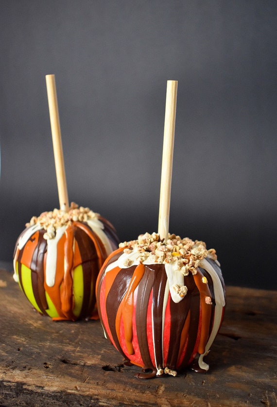 Permanent Caramel Apple With Chocolate Nut Drizzle,sold