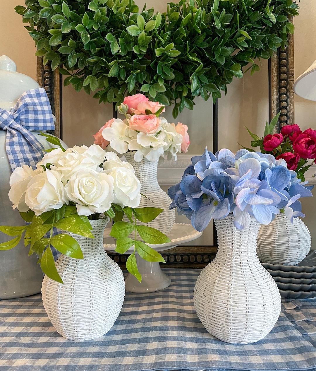 BOWED BEAUTY BASKET WEAVE VASE main image 1