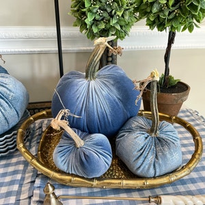 Blue Metallic Velvet Pumpkins