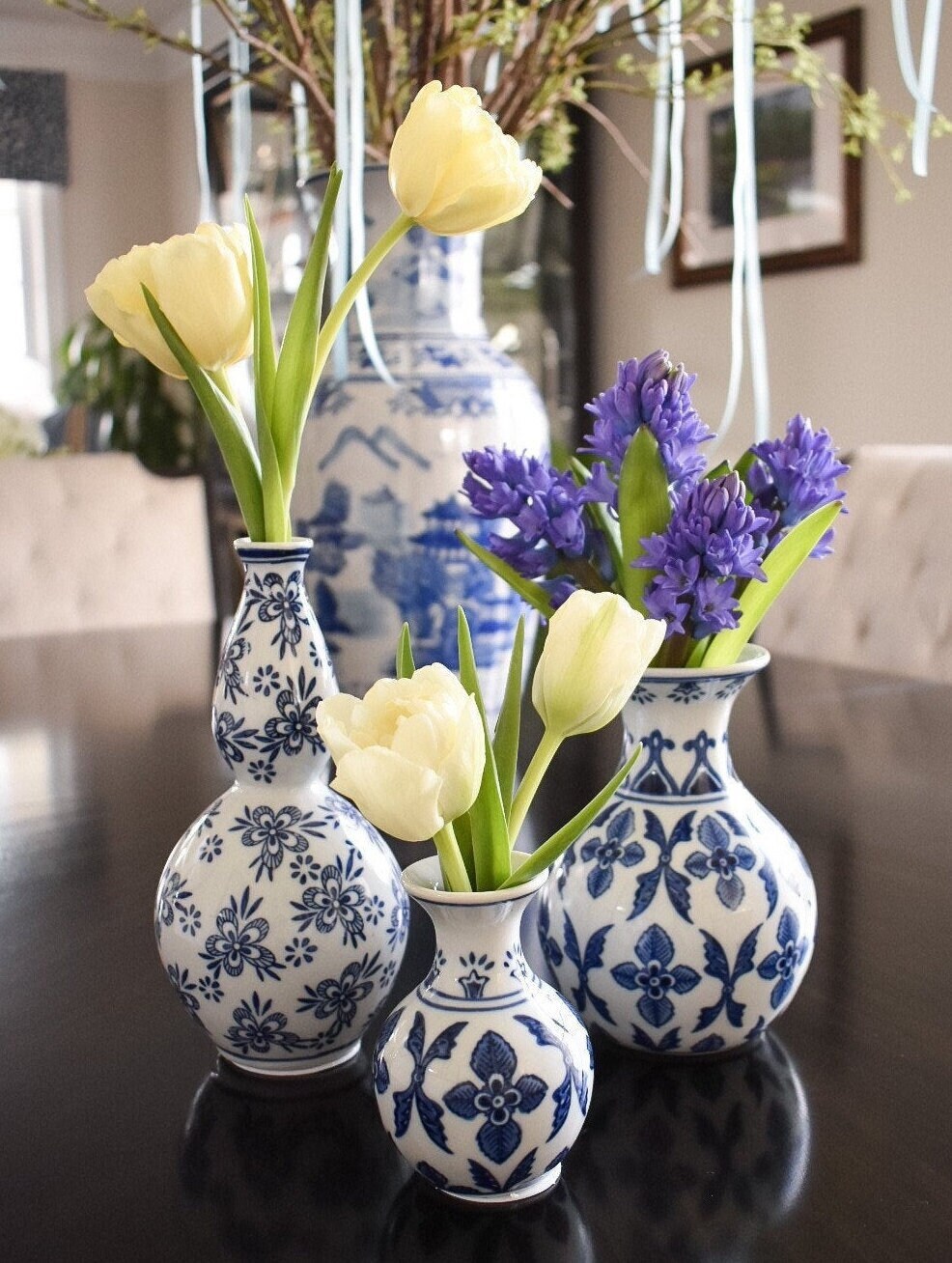 Blue and White Porcelain Bud Vases Etsy