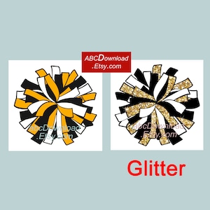 Pittsburgh Pom-Pom Gold Glitter White Black Yellow pdf png jpg files Clipart Printable instant download Cheerleading Pompom digital