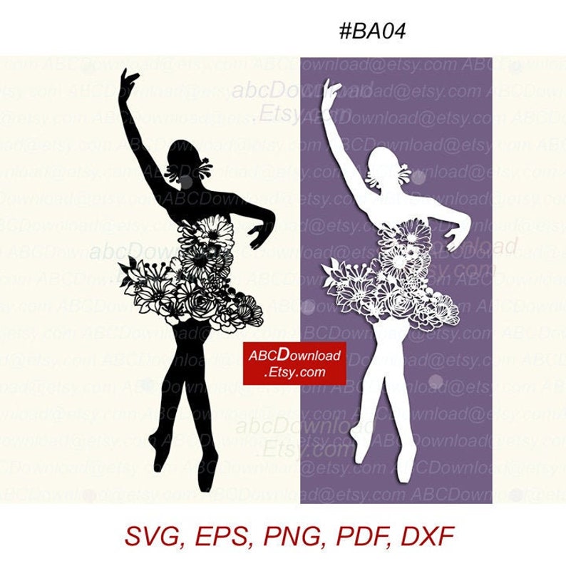 Ba04 Ballerina Svg Flower Dress Tutu Papercut Templates Etsy